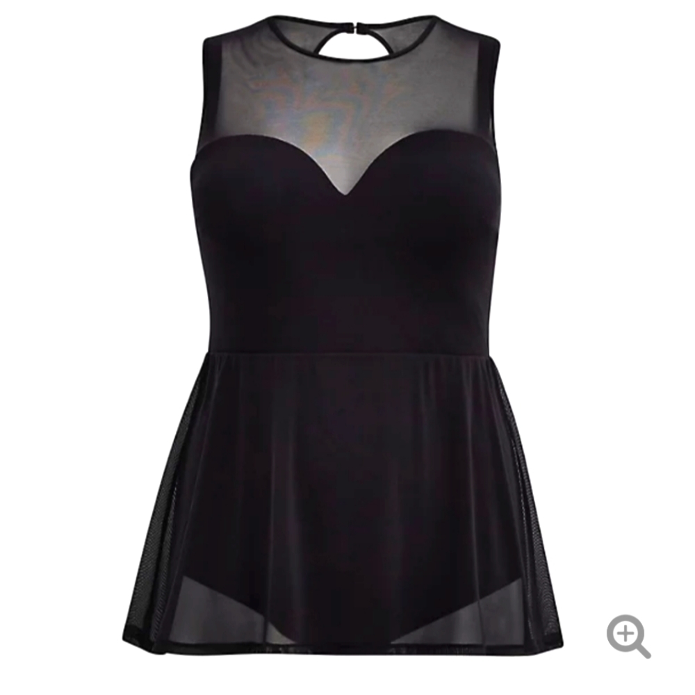 NWOT Black Underwire Peplum 1-Piece Swim Dress
